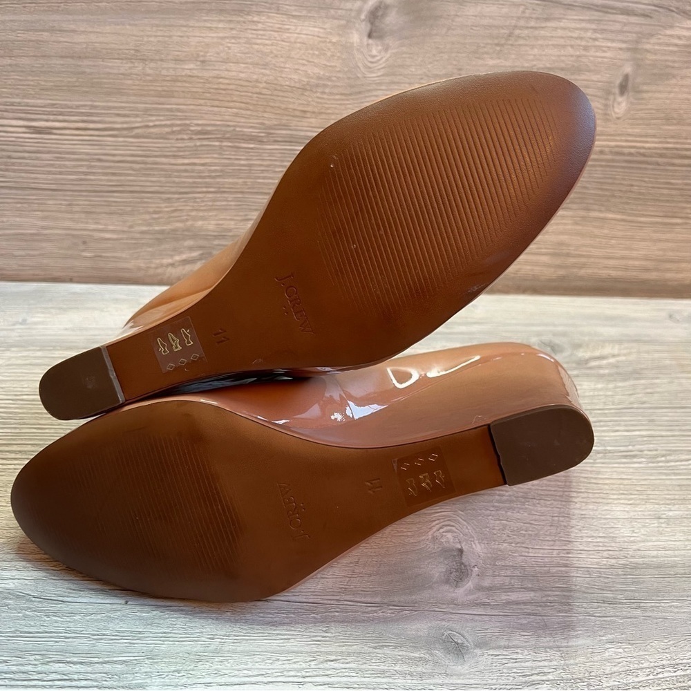 J. Crew Sylvia neutral taupe patent almond toe wedge heels size 11 - Picture 11 of 12